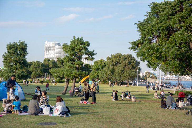 横浜・臨港パークの芝生広場
