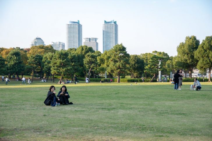 横浜・臨港パークの芝生広場