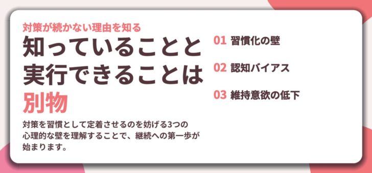 知っていることと 実行できることは 別物。習慣化の壁、認知バイアス、維持意欲の低下